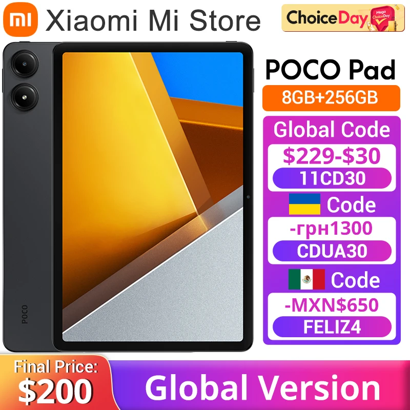 POCO Pad Tablet Global Version Snapdragon 7s Gen 2 Quad speakers 33W fast charging 10000mAh battery 12.1” 120Hz 2.5K display