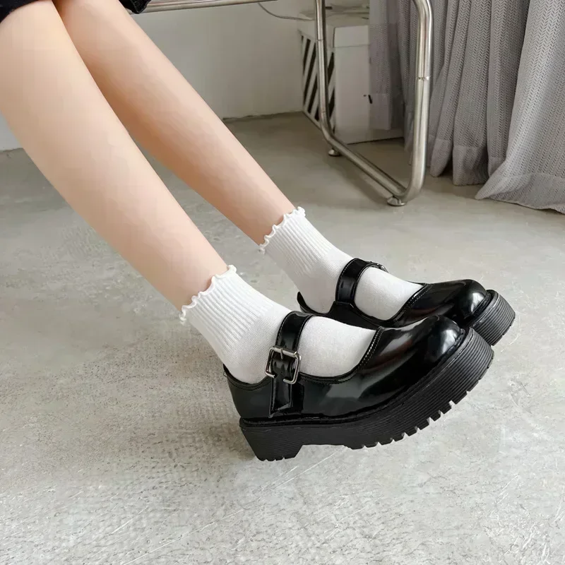 1/2/3Pairs Cotton Ruffle Socks Middle Tube Ankle Breathable Black White Spring Autumn Casual Sock Cute Lolita Korean Stocking