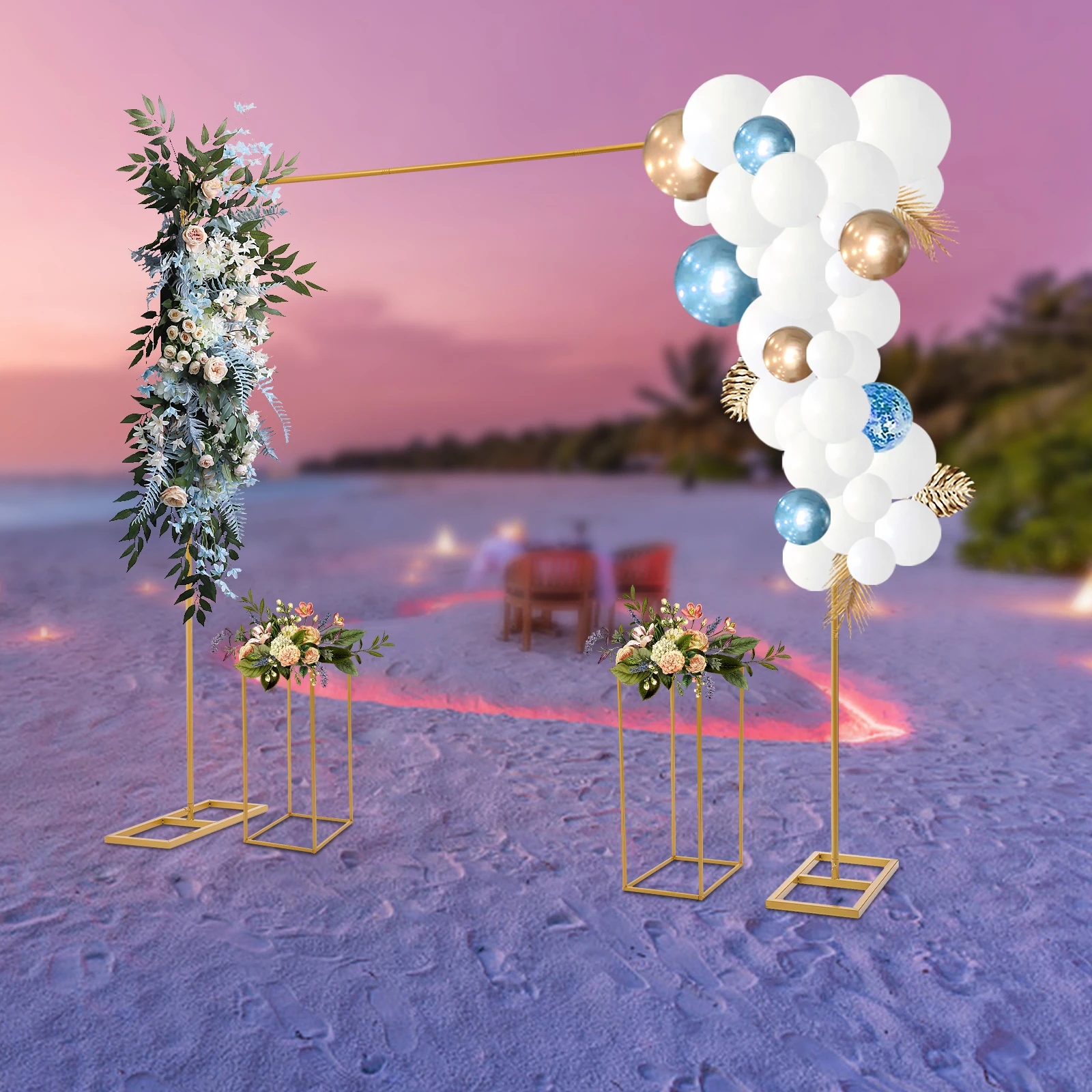 Imagem -03 - Flor Quadrada Stand para Casamento Branco e Ouro Balão Stand Metal Stand Backdrop Stand Pcs