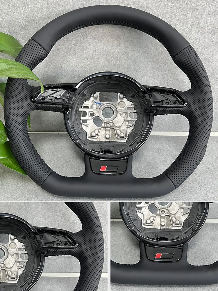 Geschikt voor Audi A6 C7 semi-geperforeerd stuurwiel die multifunctionele schakelpeddels ondersteunt - afbeelding 2