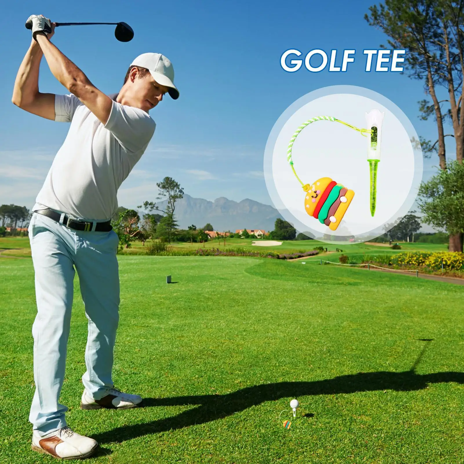 

Golf Tee Hanger Golf Practice Tee Holder Anti Lost Cute Food-Themed Golfer Practice Training Supplies For Beginners Men Women