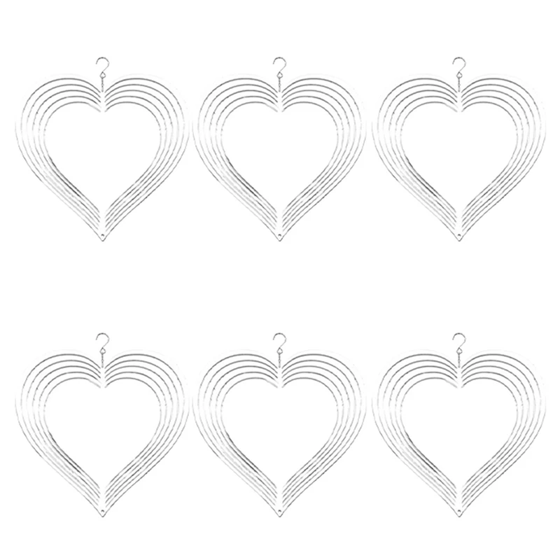 

6Pcs Sublimation Wind Spinner Blanks 3D Wind Spinners Hanging Wind Spinners For Outdoor Garden Decoration C-8 Inch Heart