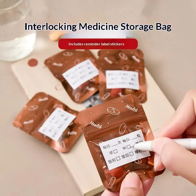 30/60 Pcs Light-proof Packaging Bags Self-sealing Bag Pill Packaging Pouches Reusable Mini Zip Lock Bags Zipper Bag Storage Bag