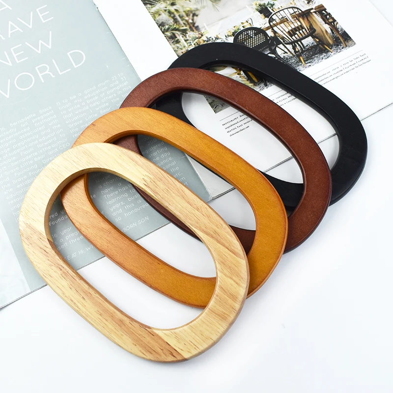 2/4Pcs Solid Wooden O Ring Bags Handle Purse Frame Woven-Bag Handles Handmade Bag Charm DIY Women's Handbag Craft Accessories