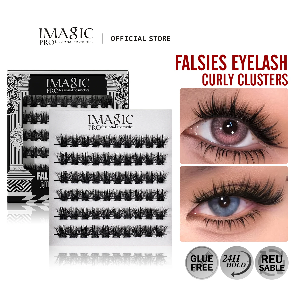 

IMAGIC FALSIES Eyelash Extensions Natural Soft Thickened No Glue Needed Pre-Bonded Curly Clusters 6 Pairs Set