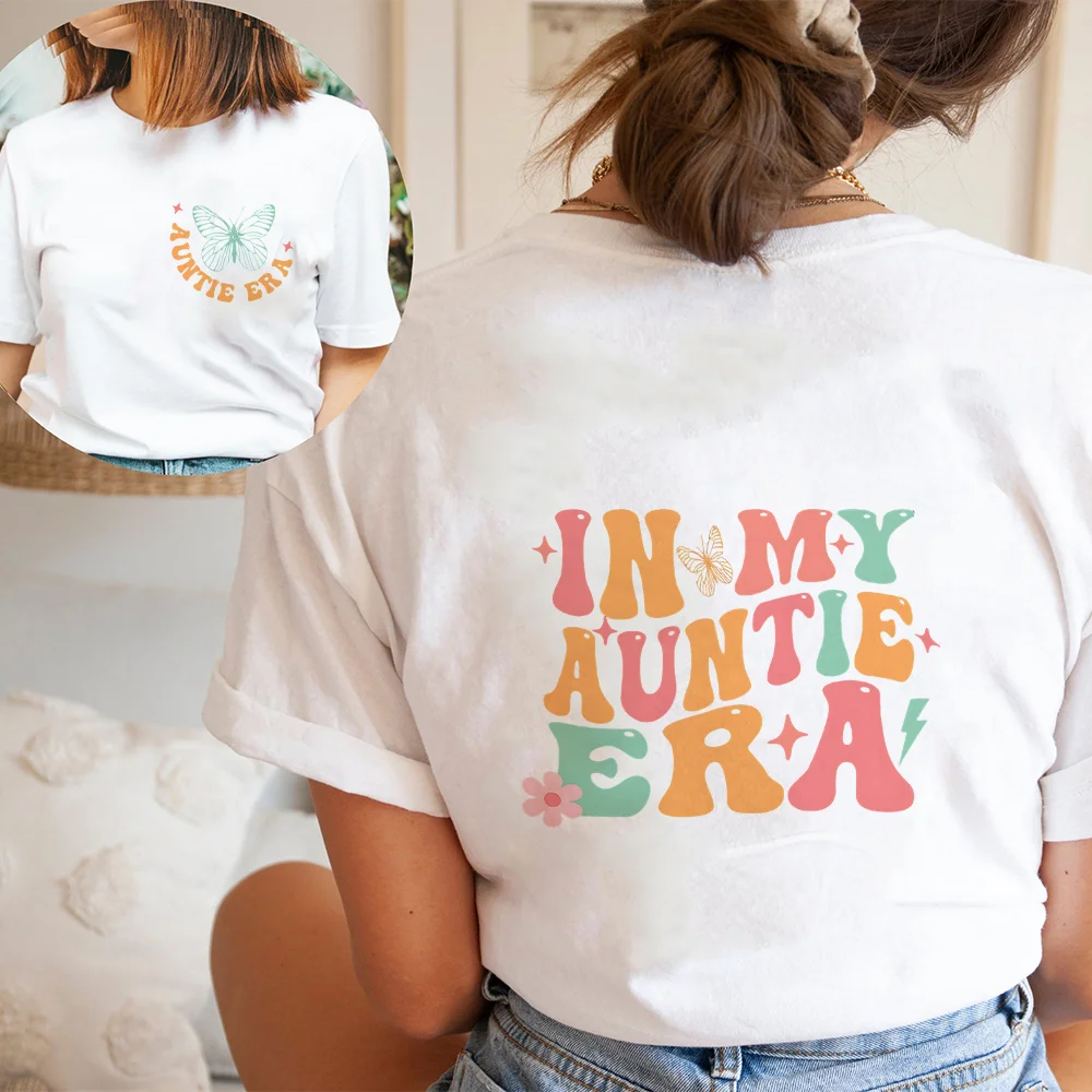 In My Auntie Era Shirt Auntie Shirt Summer Short Sleeve Ladies Tshirts Gift for Aunts Cool Aunt T-Shirt Clothes Aunts Gift Idea