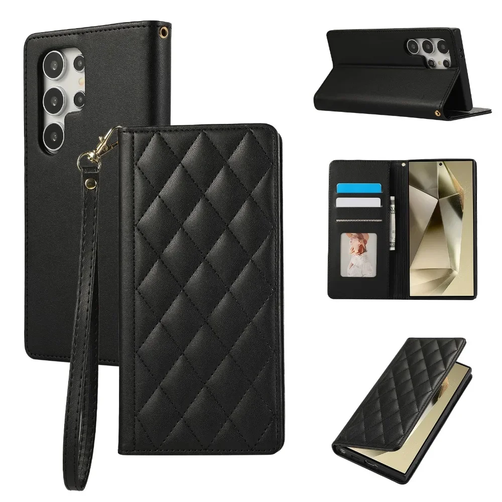 

Wrist Strap Leather Phone Case for Samsung Galaxy A06 A16 A15 A35 A55 A25 A34 A54 Wallet with Card Holder Protective Cover
