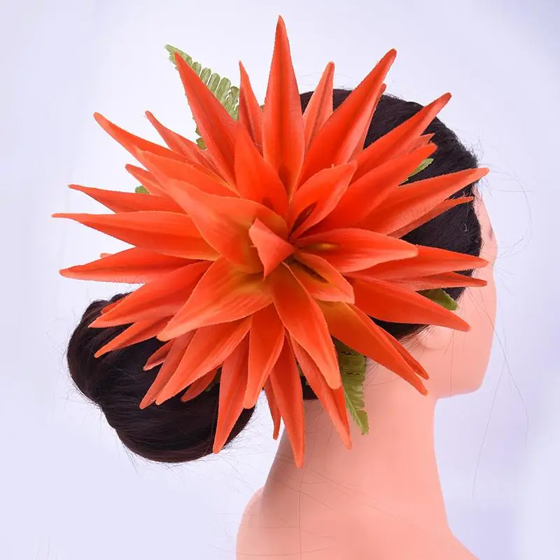 Free shipping 50pcs/ lot KN-hc006s Artificial Silk Bird Of Paradise Leaves Hair clip Headwear Accessories Hawaii Flower Hairpin