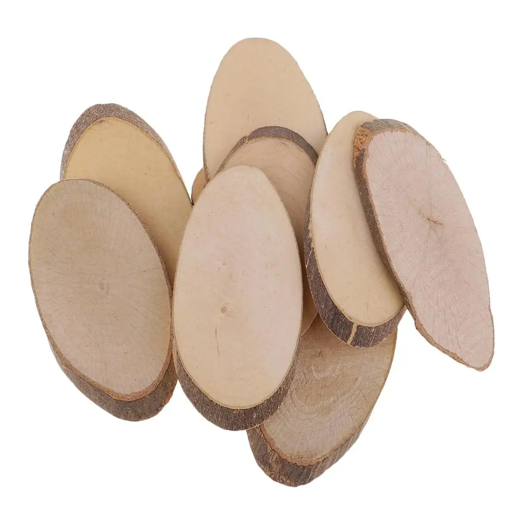 10pcs Natural Oval Wood Log Slices Chic Wedding Table Decoration