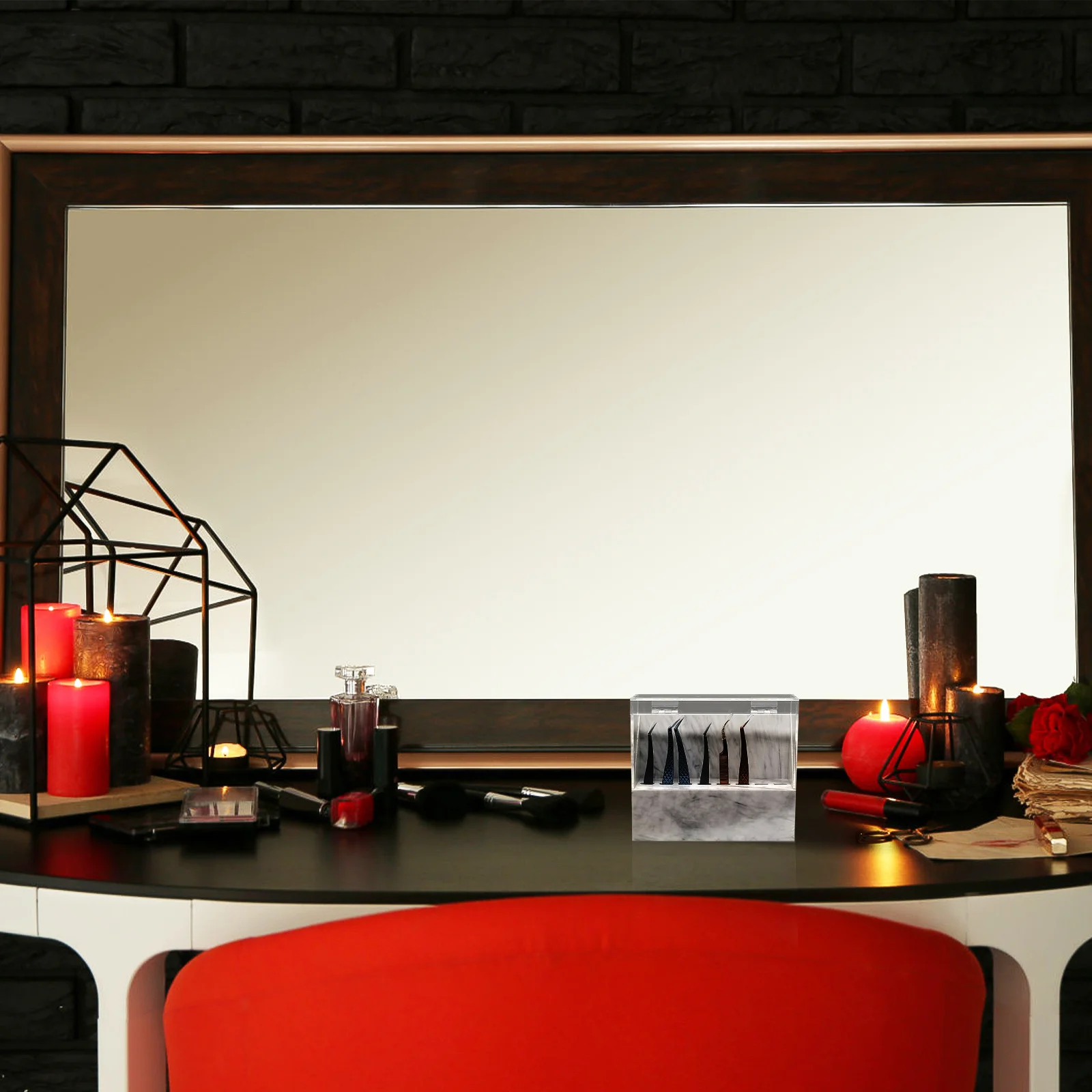 まつげピンセットホルダー 8穴アクリルディスプレイスタンド まつげエクステンションツール収納オーガナイザー メイクアップスタンドボックス