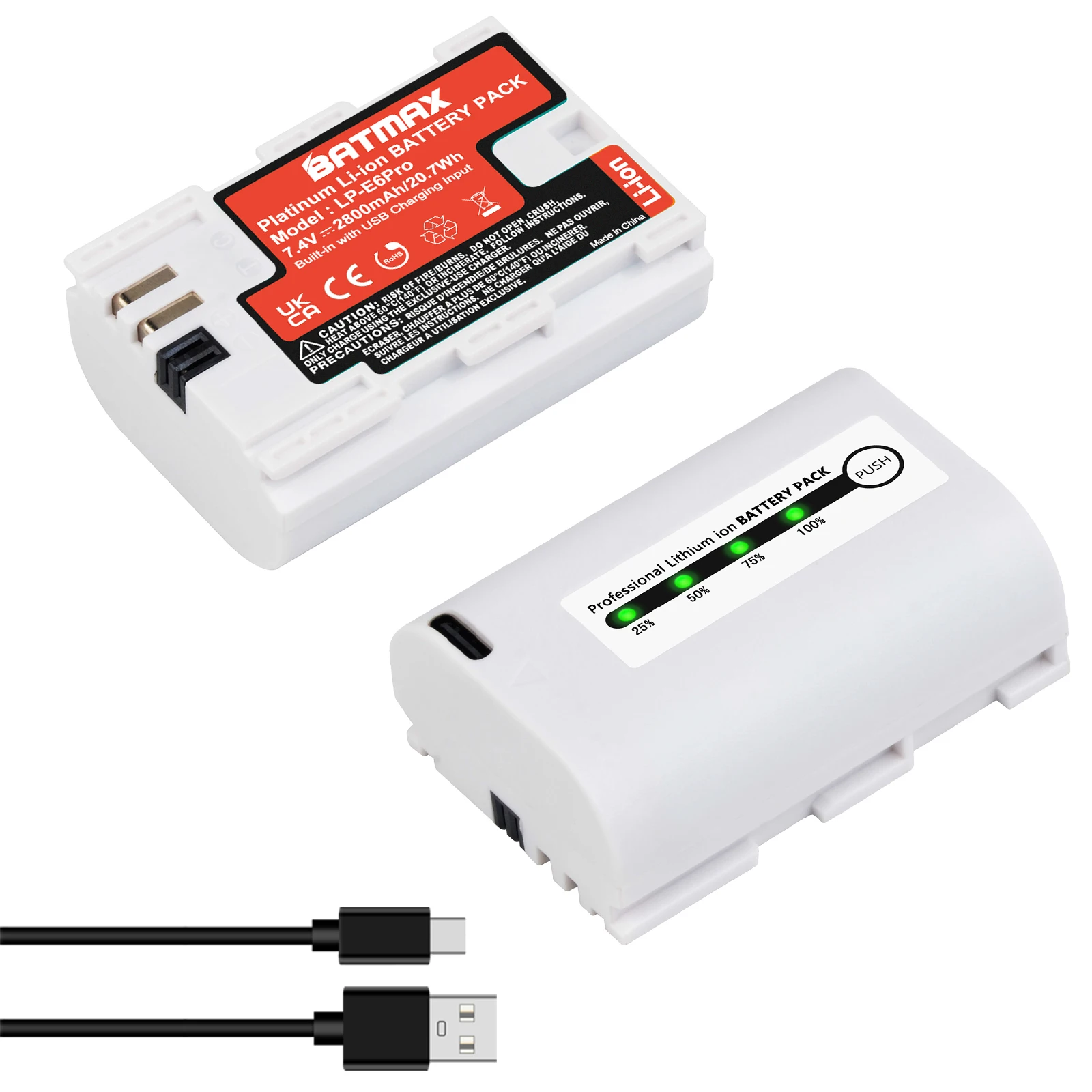 Аккумулятор Batmax LP-E6N LP-E6 с портом зарядки Type-C для Canon EOS 5D Mark II III 5DS 5DS R 60D 70D 80D 90D7D mark II III R7 R6