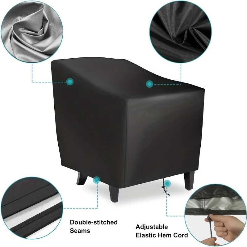 Single Sofa Cover, Outdoor Chair Cover - with Adjustable Drawstring, Suitable for Most Courtyard Single Sofa Chairs