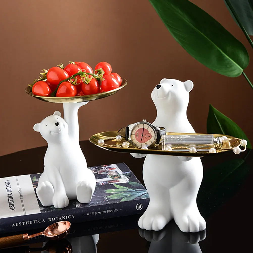 Resin Bear Tray Lightweight Animal Sculpture Storage Organizer for Rings Earrings Necklaces Sunglasses Home Decoration view 5