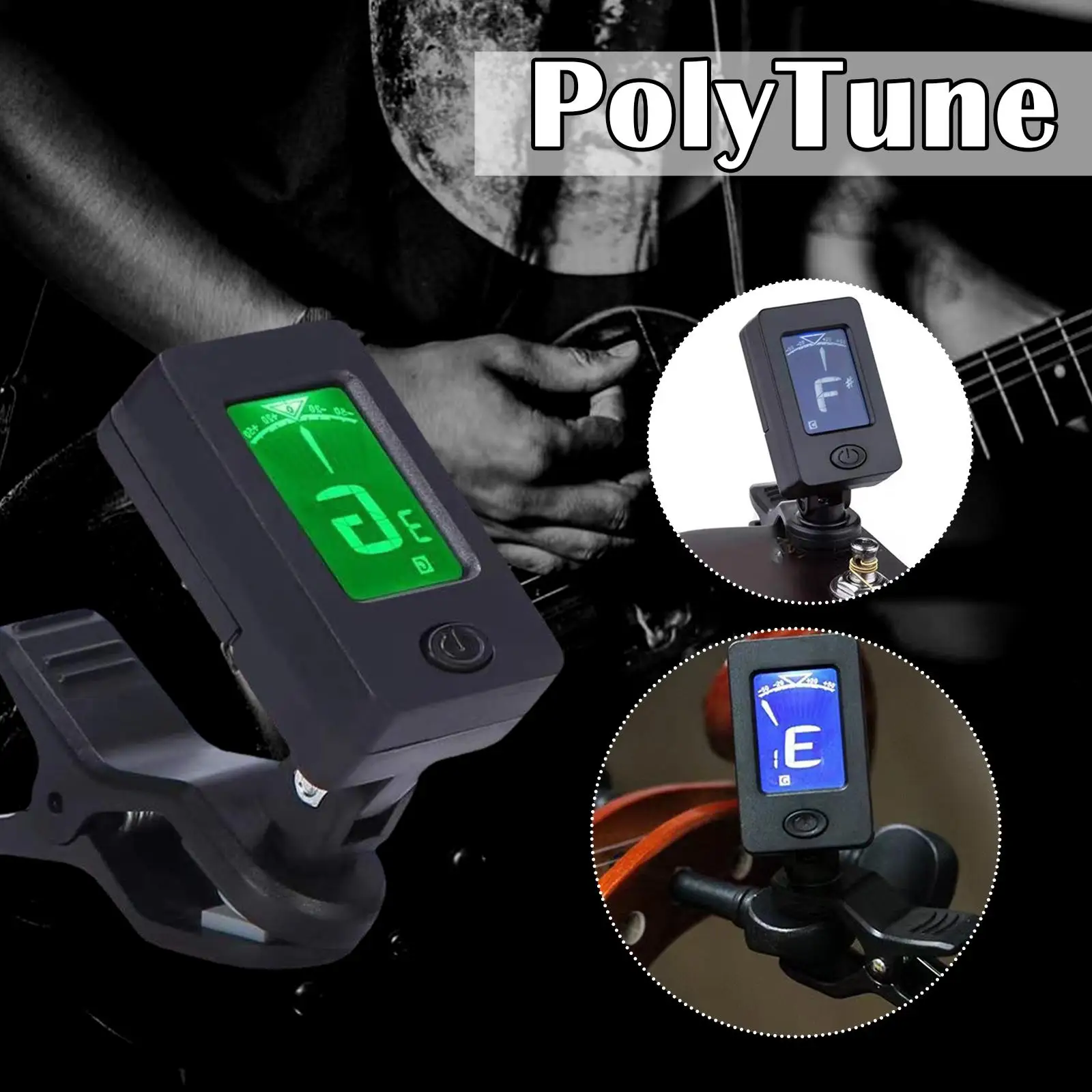 Guitar Tuner Device 12-Tone Ukulele Bass Violin Tuner Portable Automatic Vibration Transmission Instrument Tuner Accessories