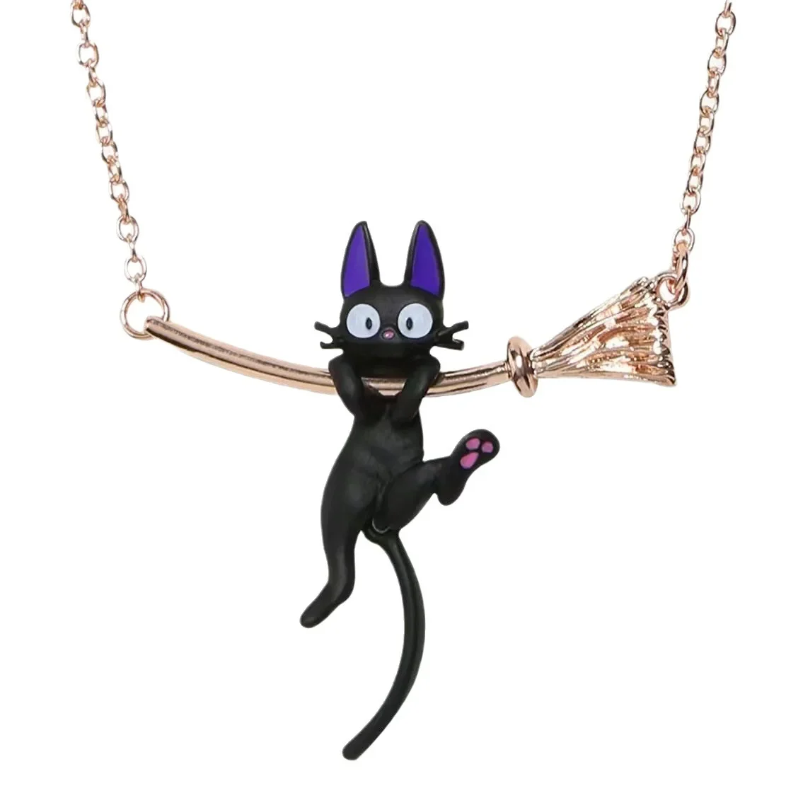 Versatile Cartoon cartoon surrounding witch home help black cat necklace personality black cat cute pendant jewelry