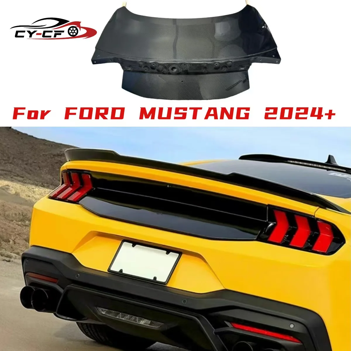 

Крышка багажника из сухого карбона в стиле OEM, односторонняя или двусторонняя, для Ford Mustang 2024