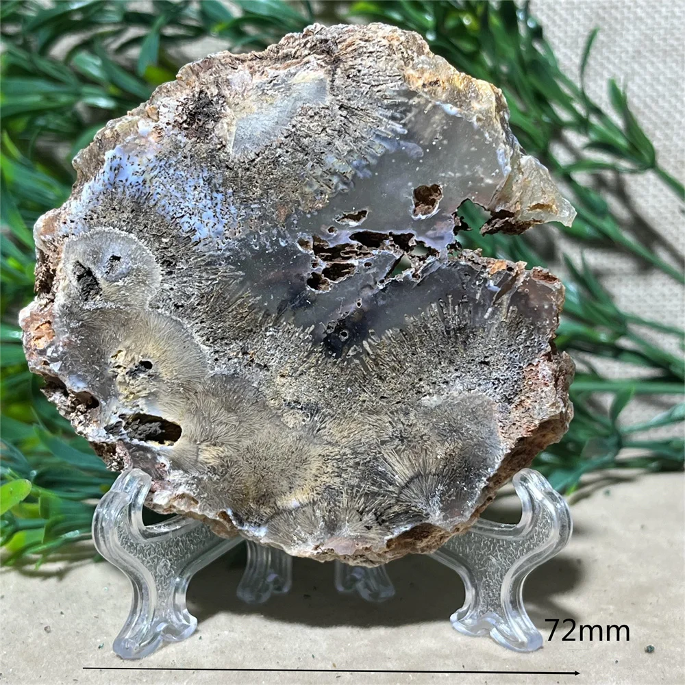 Crystal Natrural Agate Rutile Slab Slice Stone Reiki High Quality Beauty Healing Quartz Minerals Home Decoration + Stand