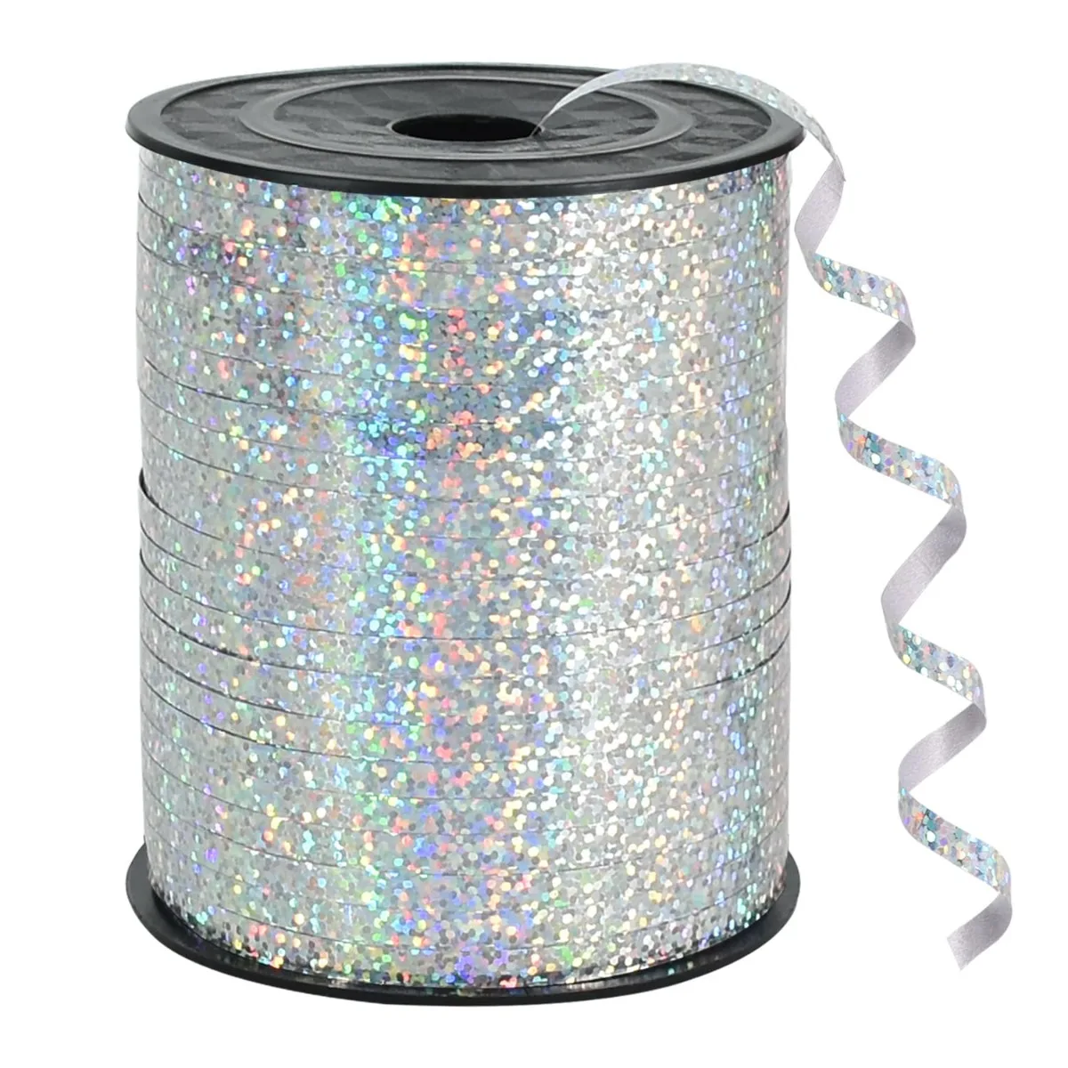 

100Yards Silver Ribbon Curling Crimped Balloon String Shiny Metallic Roll for Gift Wrapping Ribbon Birthday Party Craft Flowers