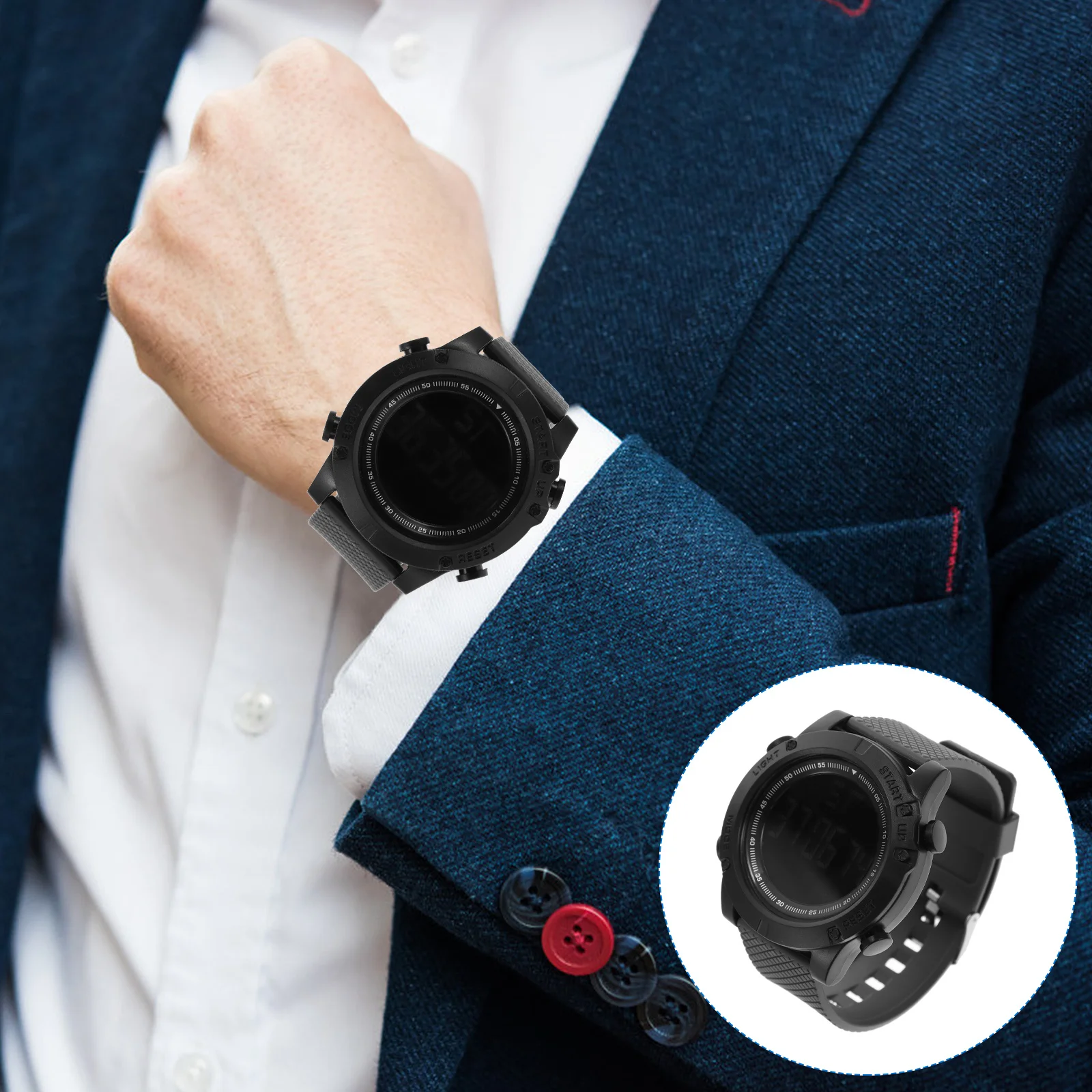 

Electronic Watch Waterproof Luminous Digital Watch Adjustable Strap Student Wristwatch Multi-Functional Outdoor Use