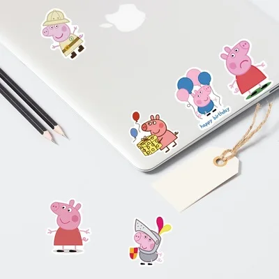 50pcs/set Peppa Pig Stickers Cute Pigs Cartoon Mobile Phone Water Cup Notebook Suitcase Waterproof Decorative Graffiti Sticker