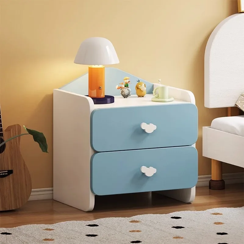 Modern Double Drawers Nightstand Kid Cute Dressing Bedside Table Household Multifunctional Girl Small White Cabinet Furniture