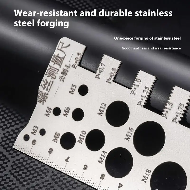 Screw Thread Pitch Gauge Ruler Measuring Tool Bolt Nut Metric Machining Threads Screw Cutting Gauge Angle Model Measuring