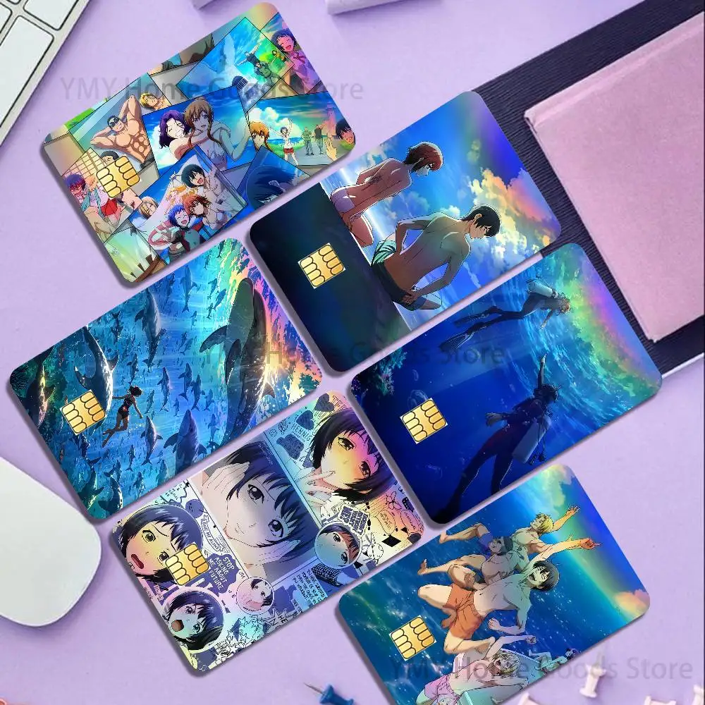 Iori Kohei Chisa Anime G-Grand Blue Holographic Laser Shinny Film Skin Cover Sticker for Debit Credit Card Bank Card