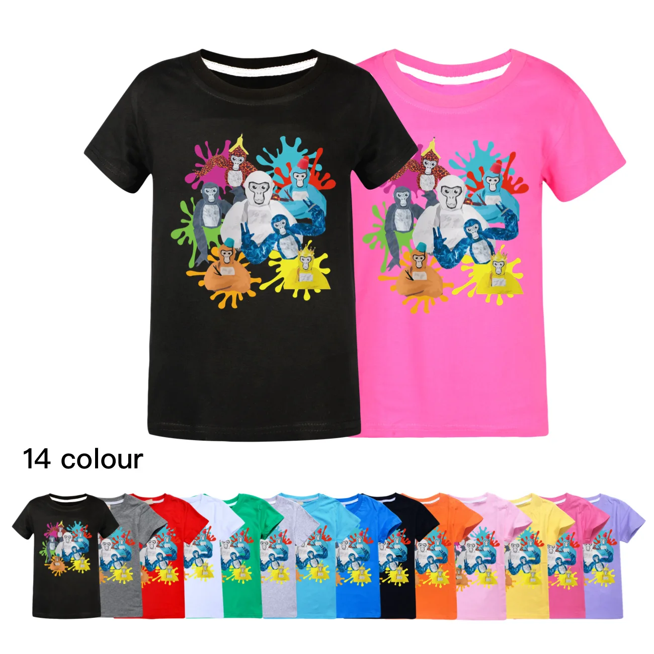 2024 New VR Game Gorilla Tag Monke T Shirt Kids Leisure Cotton T-shirt Baby Girls Fashion Tshirts Toddler Boys Short Sleeve Tops