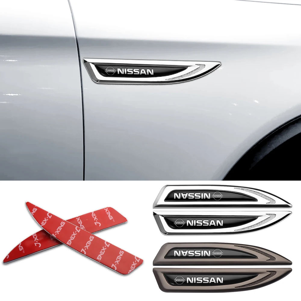 2pcs Car Knife Shape Decoration Sticker Car body Emblem Accessories For Nissan X-trail Qashqai GTR Juke Sentra Patrol Navara Mic