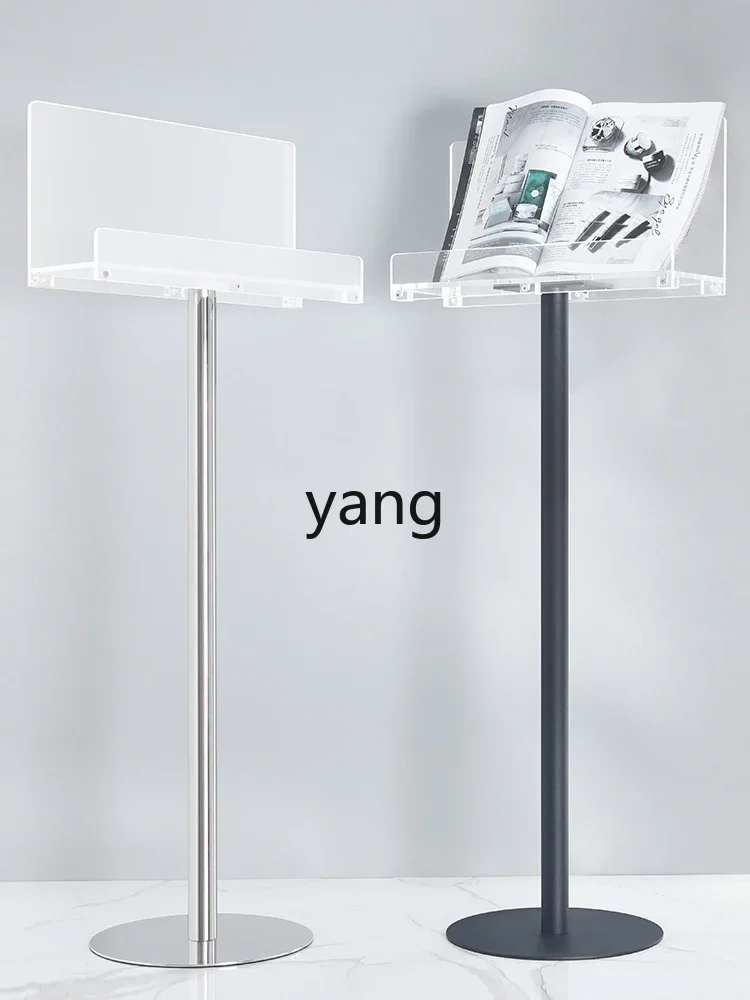 Yjq Magazine Display Shelf Vertical Rod Exhibition Information Dining Card Floor Acrylic Book Display Shelf