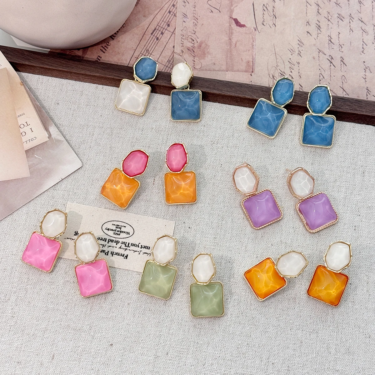 Women's Irregular Square Zirconia Oval Earrings, High-End Feel