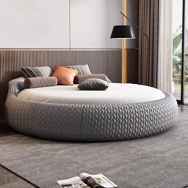 Home 180 200 220 cm Luxury Fabric round Double bed 2 people full size bed frame queen bedroom beds frames bedroom furniture
