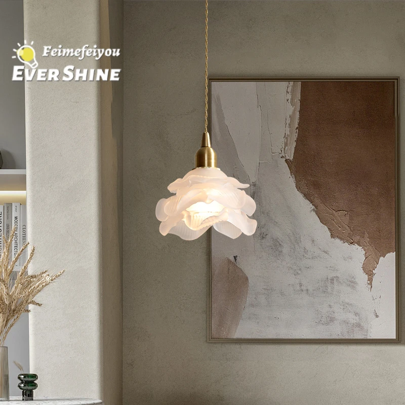 

Современный подвесной светильник с розой, блестящие медные светодиодные потолочные светильники для гостиной, спальни, столовой, домашнего декора, настенный светильник, подвесной светильник