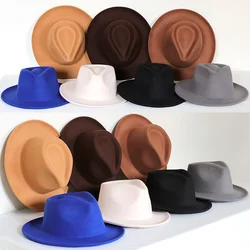 2024 New Fashion Men Fedoras Hat Women's Jazz Hat with Bow Tie Elegant Spring Black Blend Cap Outdoor Casual Felt Hat