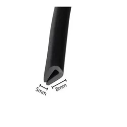 5mm x 8mm U Channel EPDM Black Moulding Trim Strip Edge Guard Rubber Sealing Strip Weatherstrip Door Protector