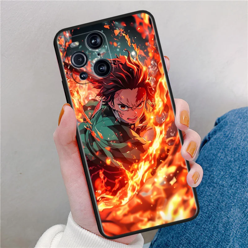 Demon Slayer Black Phone Case For OPPO Find X2 X3 X5 Reno 5 6 7 8 10 11 Lite Neo Pro Plus 4G 5G Funda Soft Cover Shell Capa