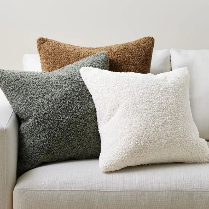 Multi-size Multi-color Teddy Pillowcase Ins Style Solid Color Sofa Cushion Cover Cozy Living Room Decorative Throw Pillow Cover