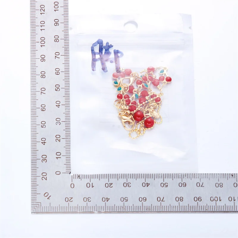 Nette Süße Rote Kirsche Kette Armband Halskette Für Frauen Vintage Gold Farbe Blume Obst Schlüsselbein Fußkettchen Hochzeit Schmuck – Detail 8
