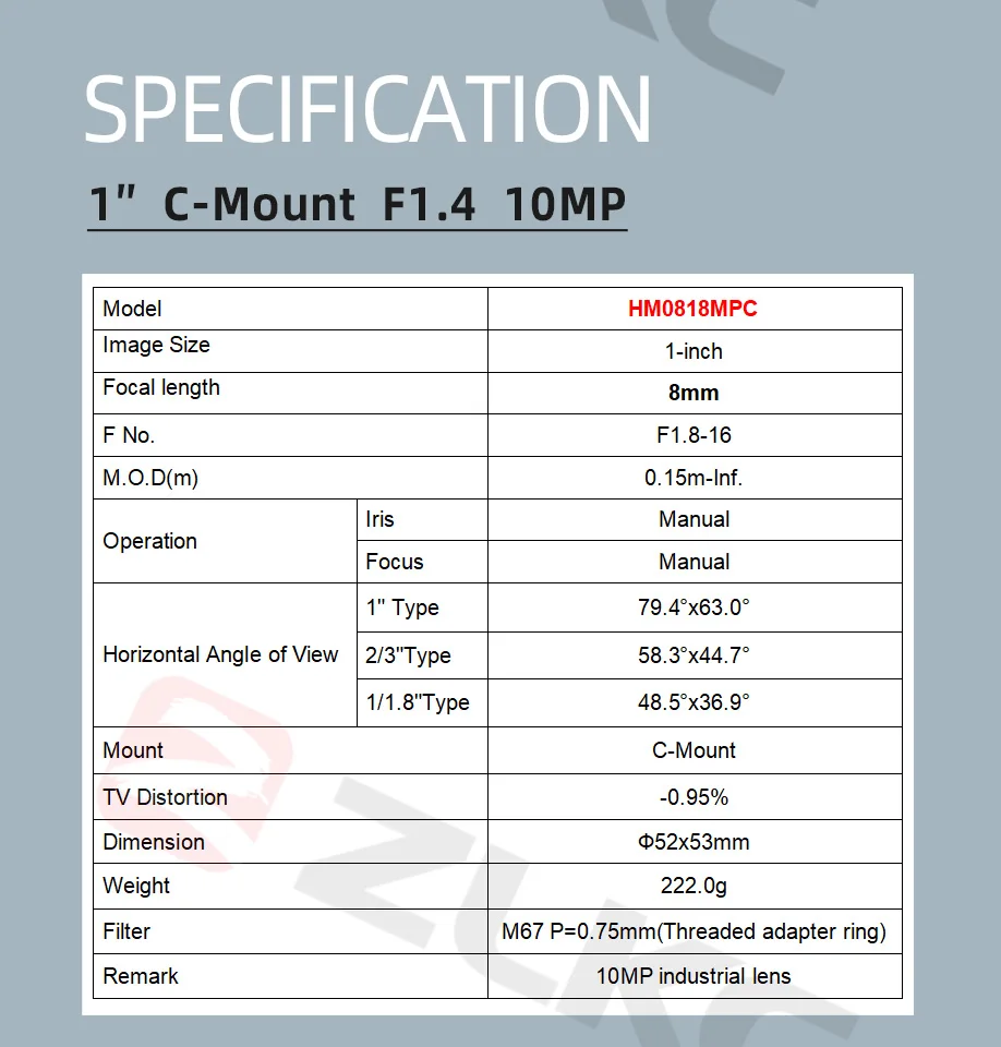 ZLKC 10mp Objektiv ff 1,4 große Blende 1 Zoll c-Mount-Kamera objektiv mm 16mm 20mm 25mm 35mm 50mm Bild verarbeitung objektiv – Detail 2