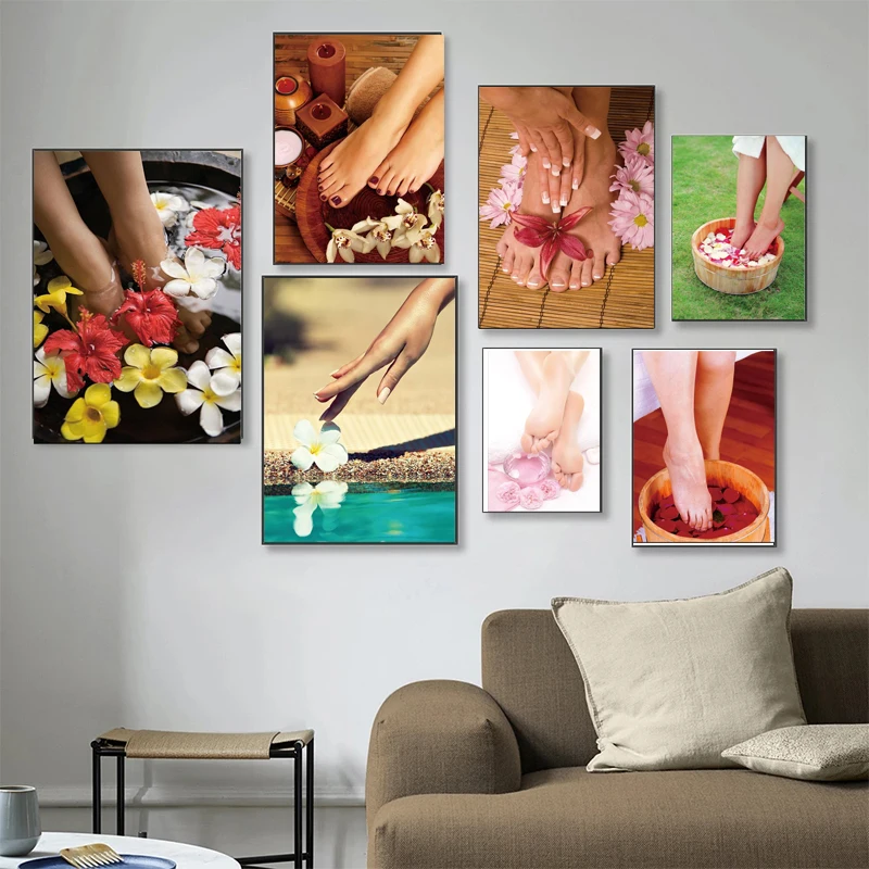 Foot Spa Yoga Salon Nail Body Massage Posters Canvas Wall Art Picture Home Decor Accessories Painting for Living Room Decoration