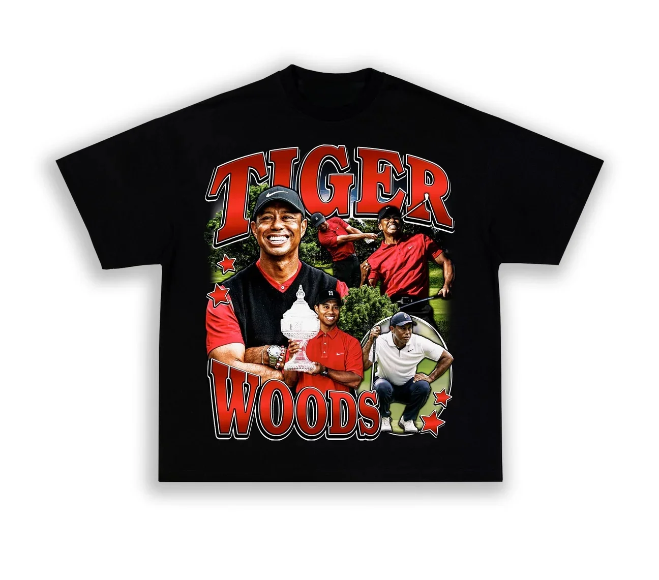 

TIGER WOODS Винтажная мужская и женская дышащая летняя уличная одежда из чистого хлопка, модная ретро-оверсайз, винтажная удобная футболка в стиле ретро