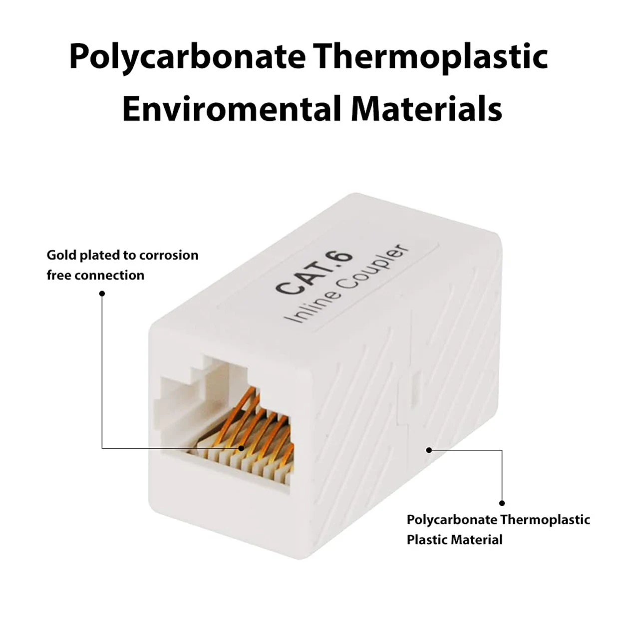 2 conector dos ethernet do acoplador dos pces rj45 para o adaptador fêmea do extensor do cabo dos ethernet cat5e/cat6 ao tipo fêmea mini branco