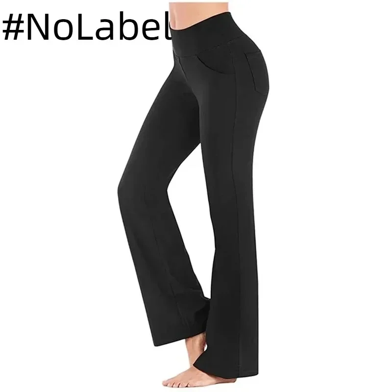 NoneLabelCollection Uitlopende broek Veelzijdige hoge taille Heuplift Vloerdragende Slim Fit Elegante wijde pijpen Lange broek Dames