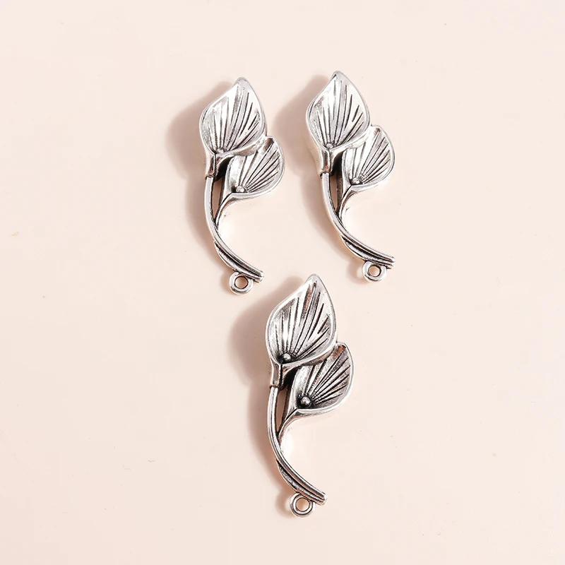 Leslie 8 Stück 15*36mm Antiksilberfarbene Calla-Lilien-Blüten-Anhänger für Halsketten, Armbänder, DIY-Schmuckherstellung – Detail 4