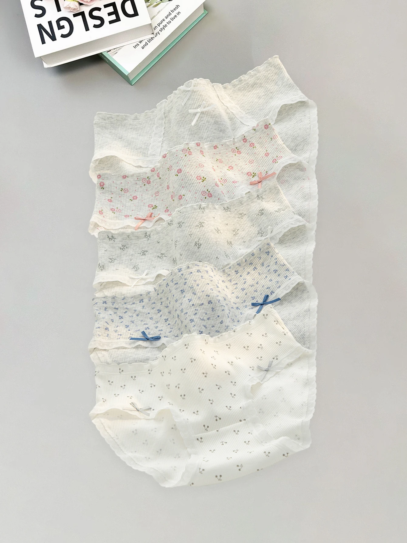 

Хлопковое нижнее белье категории A, 5 шт., женские трусы в лесном стиле с цветочным принтом, 10 А, антимикробные женские трусы со средней посадкой в студенческом стиле