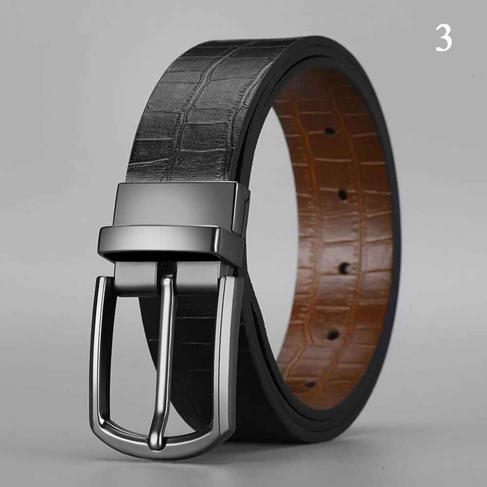 Men's PU Leather Solid Color Belt Metal Rotatable Needle Buckle Belts Simple Casual Business Belt High Quality Wear Waistband