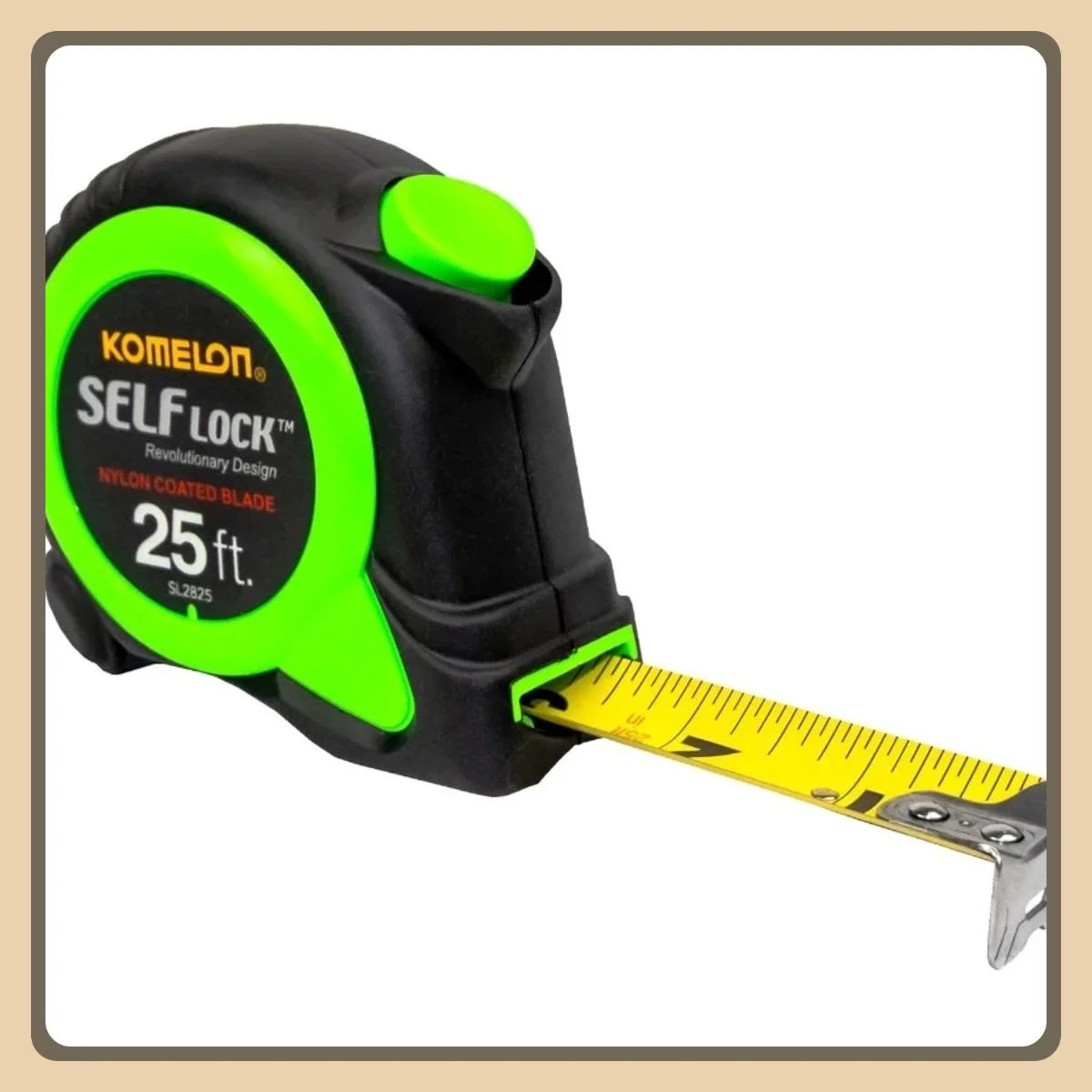 Fita elétrica profissional de 25 pés, medida retrátil com travamento automático para engenheiros e empreiteiros DIY
