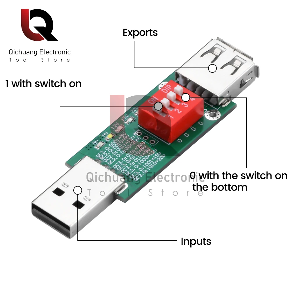 QC2.0/3.0 5V 9V 12V 15V 20V Fast Protocol Charge Trigger Decoy Qualcomm Trigger Voltage Aging Detection Adapter Test Module