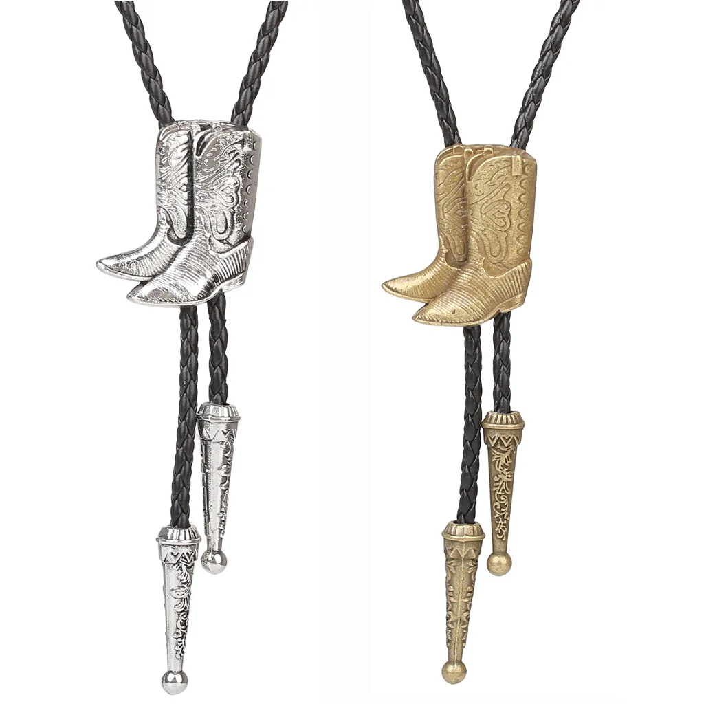 Classic Riding boots bolo tie collar rope Pendant American Western cowboy bolo tie