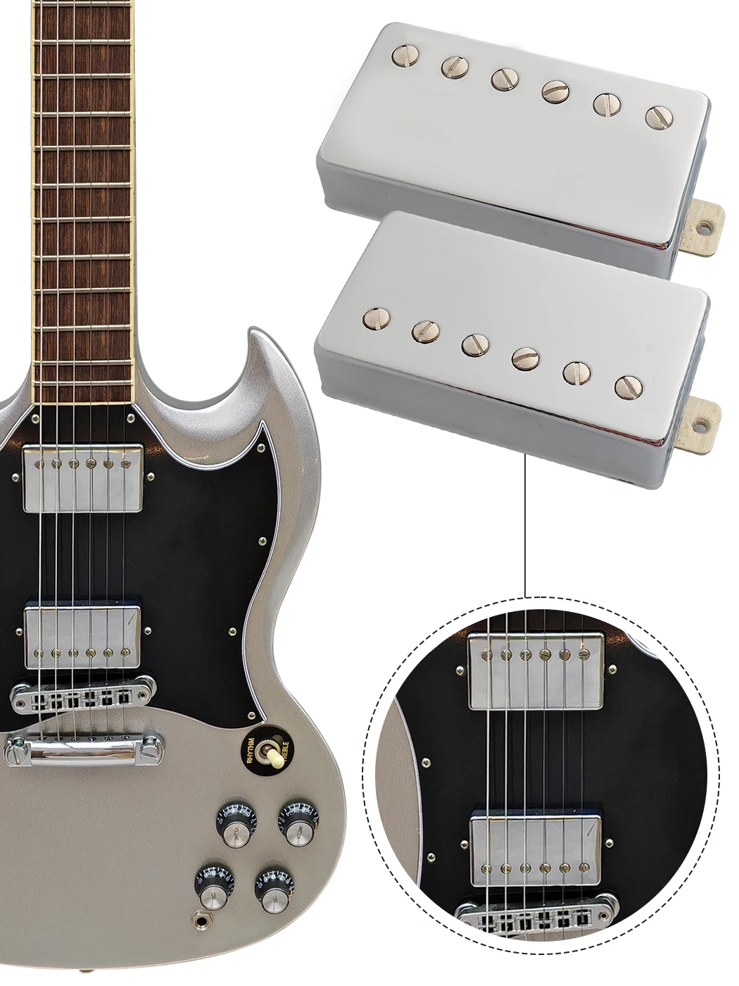 

Phrilam pro LP Vintage High Output 5-Pickup Set Covered Humbucker Neck Bridge for LP Style Electric Guitar 7.6/16K